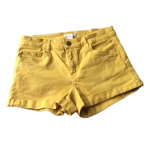 H&M Stretchy Yellow Dirty-Mustard Short Shorts sz4